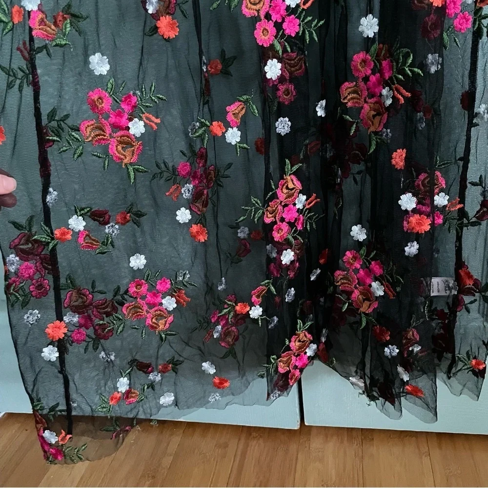 RD+KoKo Black Sheer Overlay Floral Maxi Dress Womens Med Short Sleeve Whimsigoth - Picture 5 of 12